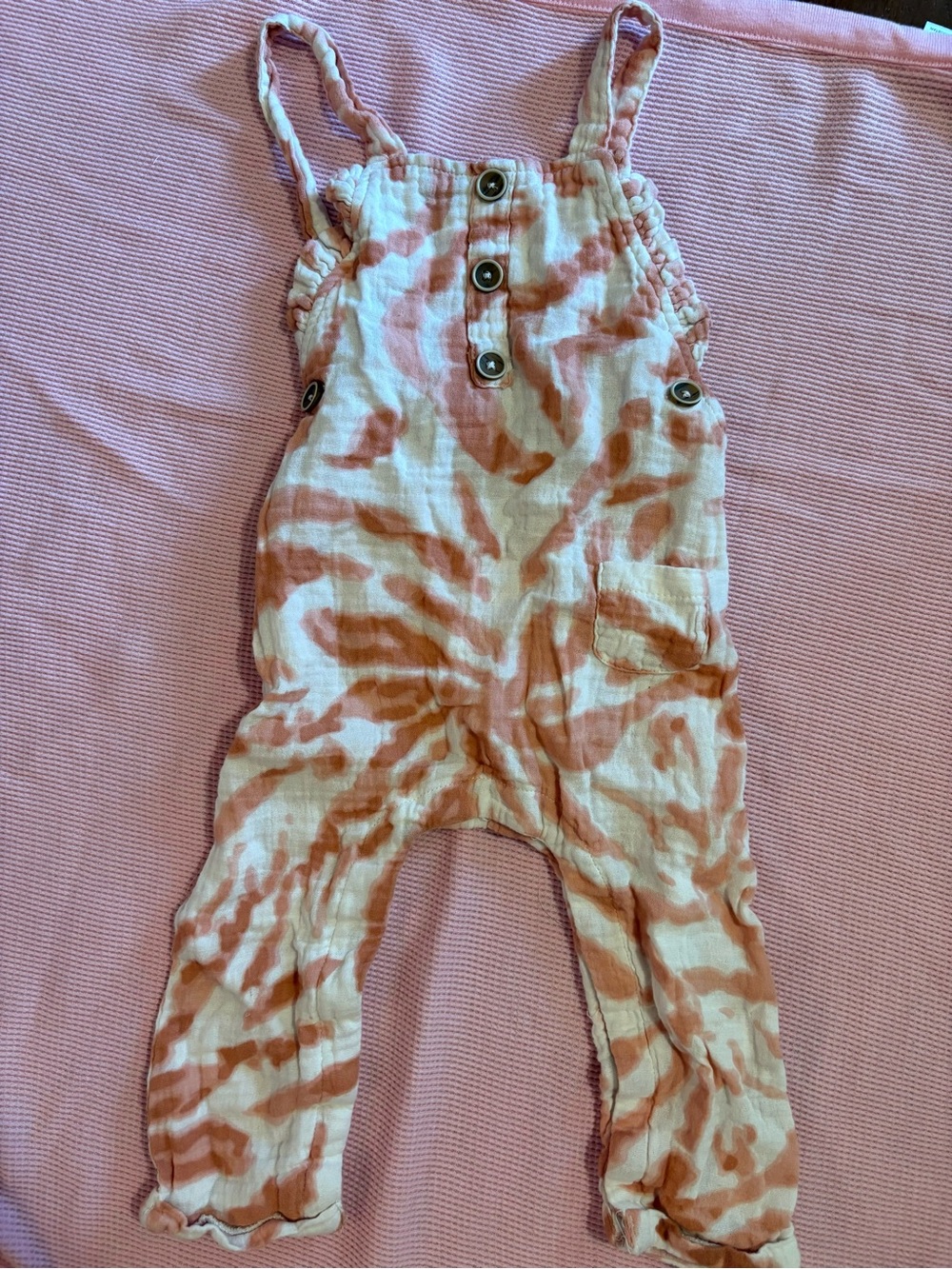 Jessica Simpson Pink Tie-Dye Cotton Overalls for Kids